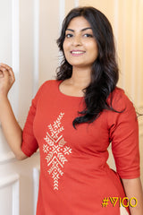 RED FANCY STRAIGHT KURTI