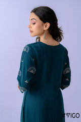 TEAL BREEZY CHIC EMBROIDERY