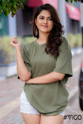 OLIVE GREEN OVERSIZED T SHIRT