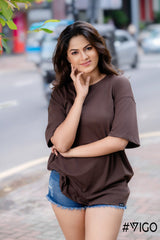 BROWN OVERSIZED T SHIRT