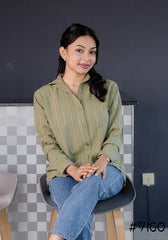 REGULAR SEA GREEN STRIPED SHIRT
