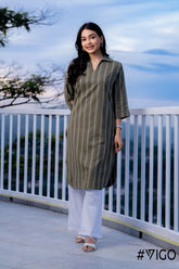 SKYLINE SRIPE BROWN KURTI