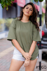 OLIVE GREEN OVERSIZED T SHIRT