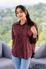 MAROON SUNNY SMILES OVERSIZED SHIRT