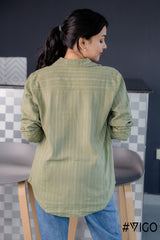 REGULAR SEA GREEN STRIPED SHIRT
