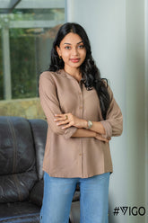 LONG SLEEVE LIGHT BROWN SHIRT