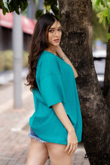LIGHTSEAGREEN OVERSIZED T SHIRT