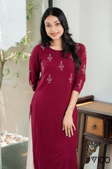 MAROON BREEZY CHIC EMBROIDERY