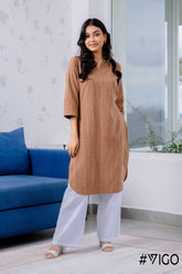 SKYLINE SRIPE BROWN KURTI