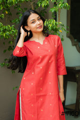 COTTON BLEND FERRARI RED KURTA