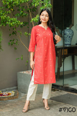 COTTON BLEND FERRARI RED KURTA