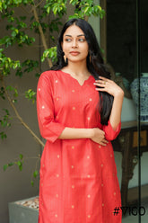 COTTON BLEND FERRARI RED KURTA