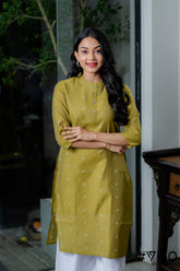 COTTON BLEND GREEN KURTA