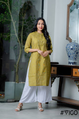 COTTON BLEND GREEN KURTA