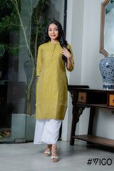 COTTON BLEND GREEN KURTA