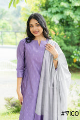 COTTON BLEND LAVENDER KURTA PANT & DUPATTA