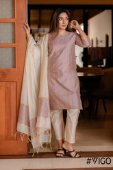 DUSTY ROSE BLEND KURTA - PANT & DUPATTA
