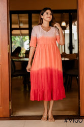 SUNSET OMBRE COTTON DIP-DYE MIDI DRESS