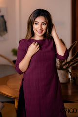 MAROON GRACE CRUSHED COTTON KURTI