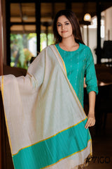 COTTON BLEND TEAL GREEN KURTA - PANT & DUPATTA