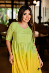 LIME ZEST OMBRE COTTON DIP-DYE DRES
