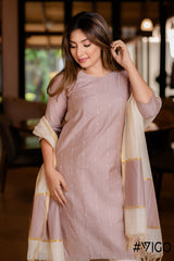 DUSTY ROSE BLEND KURTA - PANT & DUPATTA