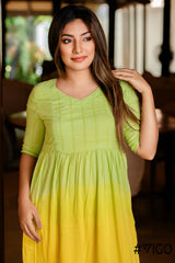 LIME ZEST OMBRE COTTON DIP-DYE DRES