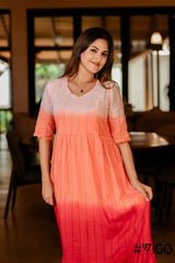 SUNSET OMBRE COTTON DIP-DYE MIDI DRESS