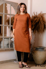 RUST ESSENCE CRUSHED COTTON KURTI