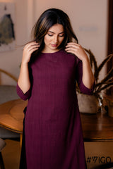 MAROON GRACE CRUSHED COTTON KURTI