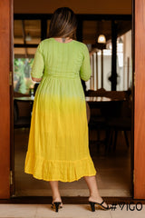LIME ZEST OMBRE COTTON DIP-DYE DRES
