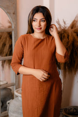 RUST ESSENCE CRUSHED COTTON KURTI