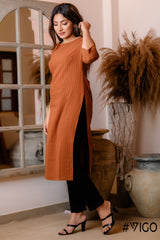 RUST ESSENCE CRUSHED COTTON KURTI