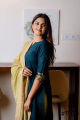 DEEP TEAL GREEN AURA ETHNIC KURTA SET