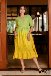 LIME ZEST OMBRE COTTON DIP-DYE DRES