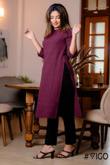 MAROON GRACE CRUSHED COTTON KURTI