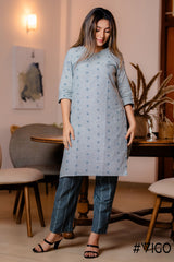 DUSTY BLUE PURE COTTON CO-ORD SET