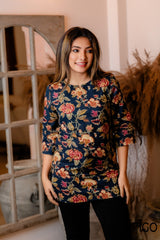 NAVY FLORAL TUNIC KURTA