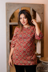 RED ETHNIC MOTIF TUNIC KURTA