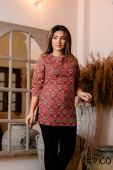 RED ETHNIC MOTIF TUNIC KURTA