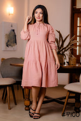 PEACH PUFF MIDI DRESS