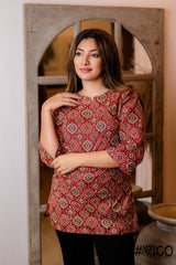 RED ETHNIC MOTIF TUNIC KURTA