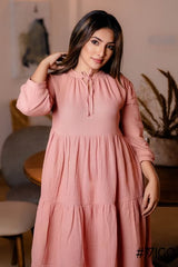 PEACH PUFF MIDI DRESS