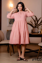 PEACH PUFF MIDI DRESS