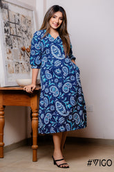 LUNA INDIGO FLAIR FROCK