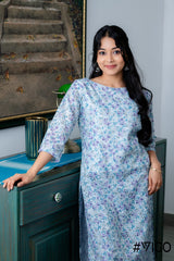 COTTON HAKOBA SKY BLUE KURTI