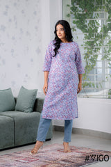 COTTON HAKOBA LIGHT PURPLE KURTI