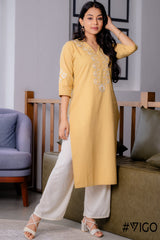 MUSTARD ELEGANT ETHOS EMBROIDERY KURTA
