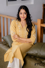 MUSTARD ELEGANT ETHOS EMBROIDERY KURTA
