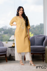 MUSTARD ELEGANT ETHOS EMBROIDERY KURTA